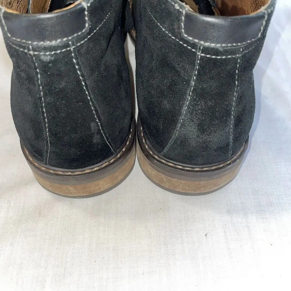 Vionic Chukka Boots Mens Size 13 M Black Suede Leather Lace Up Block Heels EUC